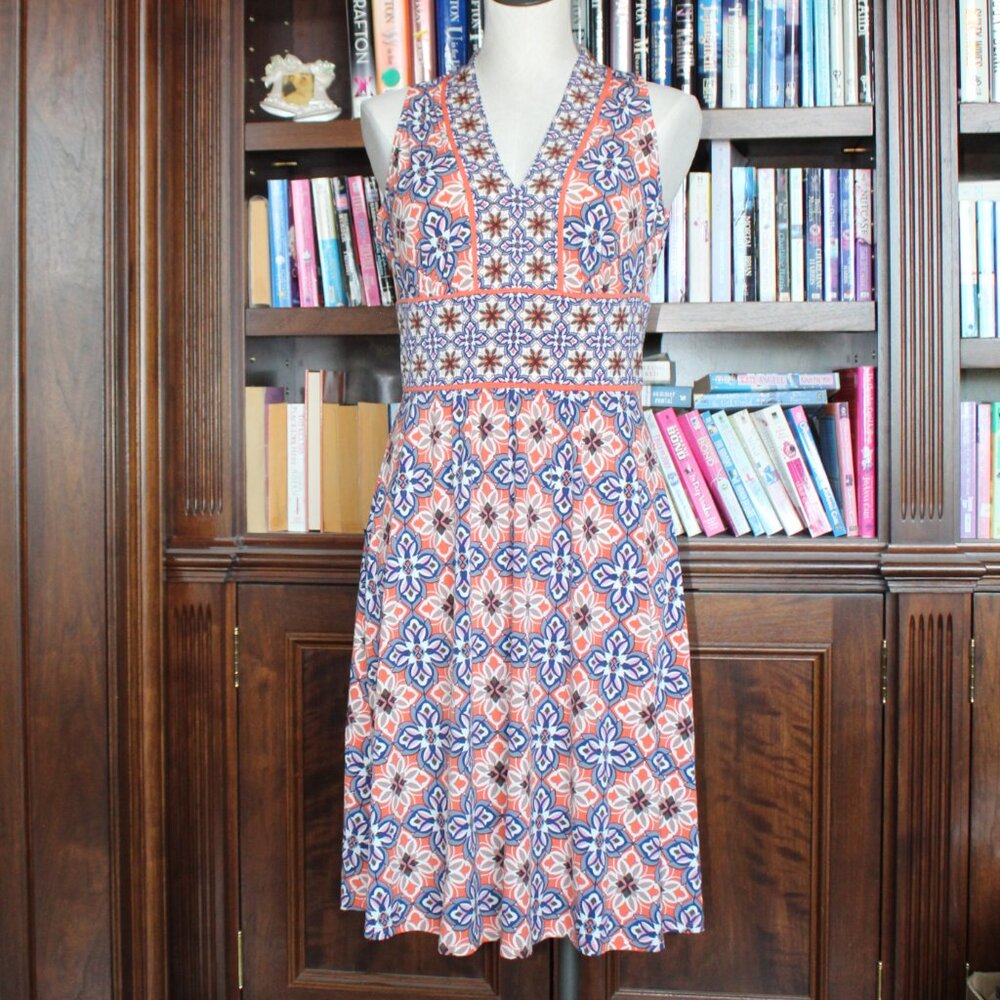 Wisp Floral V-Neck Sleeveless Short Fit and Flare Dress